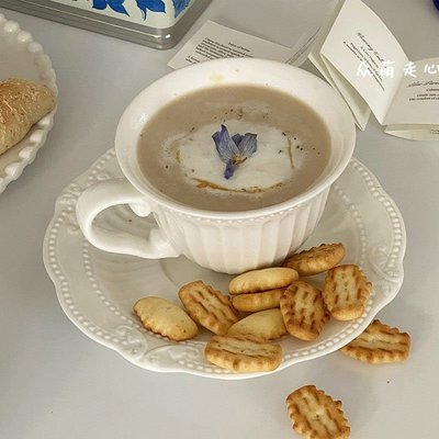 促銷 純白陶瓷浮雕咖啡杯ins高顏值馬克杯歐式下午茶餐具一整套儀式感可開發票