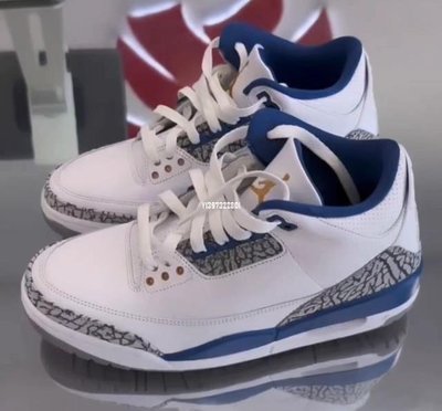 Air Jordan 3 Retro"Wizards"AJ3 白藍 爆裂紋 男子籃球鞋 CT8532-148