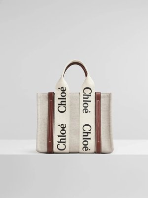 現貨熱銷-大牌潮款現貨海外代購代購Chloe Woody Tote Bag 帆布包購物包手提單肩包