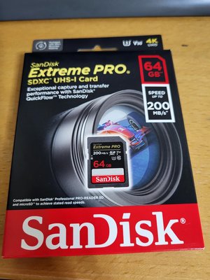 板橋區自取$380 SanDisk Extreme Pro SDXC 64G 64GB 200MB/s 寫90M 記憶卡