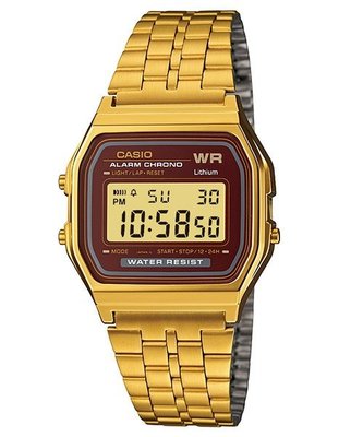 CASIO卡西歐金色復刻版復古潮流金錶方型數位電子錶中性男女可戴(A159WGEA-5D)(A-168WG - 9W)