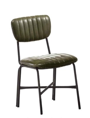 【風禾家具】QA-179-3@GYF綠色直條皮餐椅【台中市區免運送到家】 洽談椅 造型椅 休閒椅 書椅 金屬腳座 傢俱