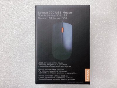 【鄰家電腦】 Lenovo 聯想 300 USB Mouse-WW 黑 光學滑鼠 有線滑鼠 1600dpi