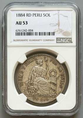 NGC  AU53 秘魯銀幣1884