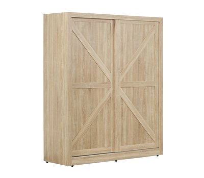 【在地人傢俱】23 快樂購-雅麗斯梧桐色木心板5x7尺推門衣櫃/拉門衣櫥 JF535-1