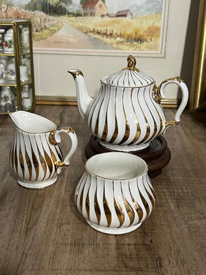 Sadler英國品牌古董瓷器塞得勒鍍金骨瓷茶壺水壺2037