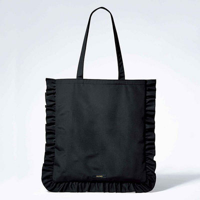 【寶貝日雜包】日本雜誌附錄 CELFORD黑色皺褶荷葉邊托特包 手提包 肩背包 單肩包 上課包 購物袋
