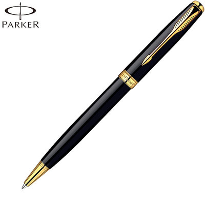 【Pen筆】法國製 PARKER派克 商籟麗黑金夾原子筆 P0789080