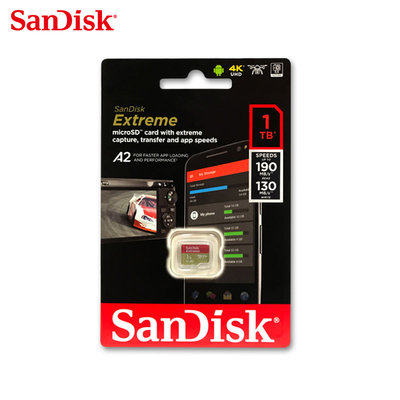SanDisk 1TB Extreme A2 U3 小卡 UHS-I 記憶卡 台灣保固公司貨(SD-SQXAV-1TB)