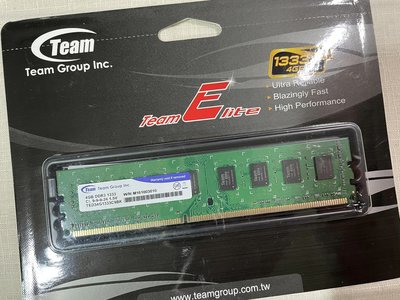 十銓 Team ELITE DDR3 1333 4G 4GB TED34G1333C9BK 桌上型記憶體 綠色PCB