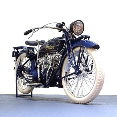 【熱賣精選】GUITOY 1:6 1920年印第安摩托車合金模型 自行車老式機車擺件裝飾