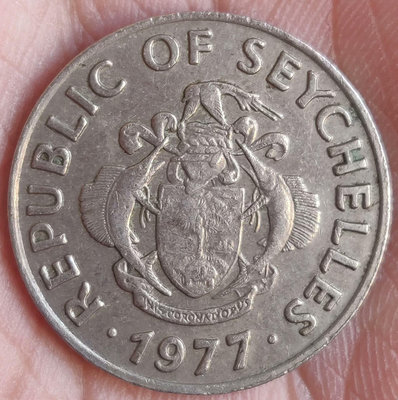 二手 塞舌爾1977年50分硬幣，狀態不錯，流通美品，行量不大， 錢幣 紀念幣 紀念章【奇摩錢幣】505
