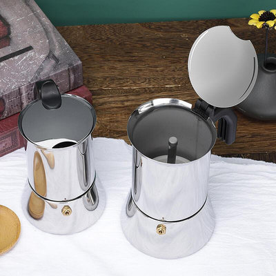 現貨 :意大利不銹鋼加厚摩卡壺家用復古手沖咖啡壺意式咖啡可用電磁爐
