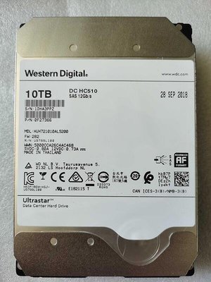WD西數 HGST HUH721010AL5200 3.5 10T 7.2K SAS 12G伺服器硬盤