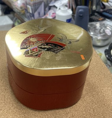 日本製 漆器 金箔 雙層花型果盒 雙層果盒 糖果盒 山中塗