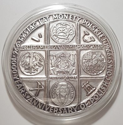 波蘭銀章1966 1000 Years Polish Coins & Christianity Silver Medal
