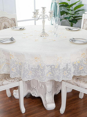 桌布小圓桌防水防燙防油免洗餐桌布家用PVC歐式蕾絲茶幾塑料臺