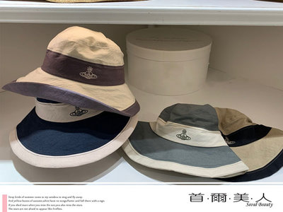 首爾美人✅日本單Vivienne Westwood土星logo可調節漁夫帽純棉遮陽帽❤藍色/紫色/黑色