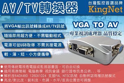 VGA轉AV訊號轉換 DVR主機/監視器轉接到傳統螢幕 監視器材攝影機 DVR 鏡頭