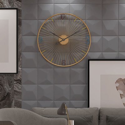 北歐輕奢金色創意掛鐘客廳靜音鐘錶圓形鐘錶現代簡約奢華牆面裝飾
