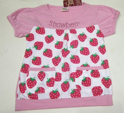 夏季款☆╮俏麗草莓女童短袖上衣95~110cm(全新) ╭☆Q-BABY 嬰童裝