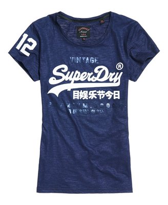 跩狗嚴選® 極度乾燥 Superdry Premium T-shirt 夜空銀河藍 亮面純棉布料 短袖 上衣 T恤 修身