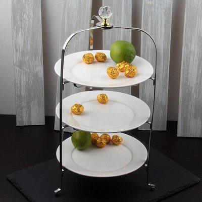 【現貨精選】英式不銹鋼下午茶架三層可折疊蛋糕點心架子創意果盤甜品展示個性