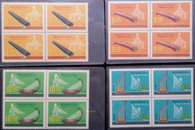 台灣郵票四方連-民國65年- 特122音樂郵票(65年版) -4全