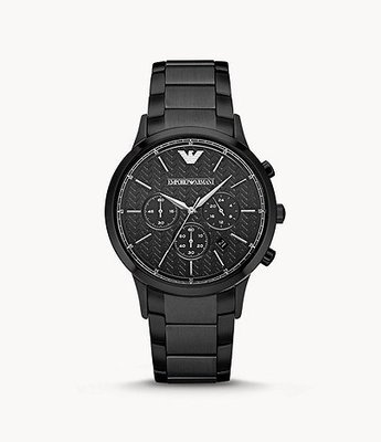 美國代購 Emporio Armani 摩登黑色三眼男性不鏽鋼手錶 AR2485