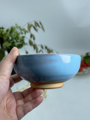 日本有田燒清秀 名家陶胎藍釉抹茶碗