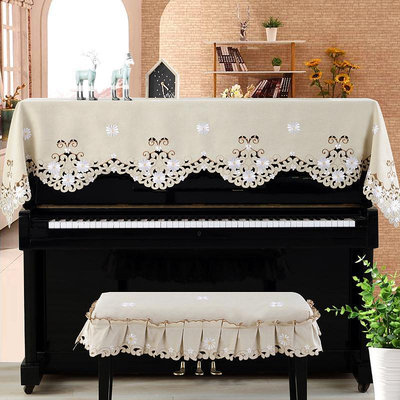 鋼琴罩 鋼琴布 鋼琴巾 蕾絲鋼琴罩半罩歐式鋼琴巾通用雅馬哈蓋巾簡約鋼琴防塵巾罩可定制