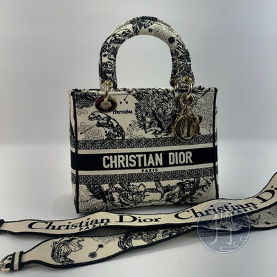 Christian Dior 迪奧 M0565ORHZ 白底 黑 星座 針織 D-LITE 手提包 肩背包 側背包 斜背包 粗背帶 時尚精品包 緹花