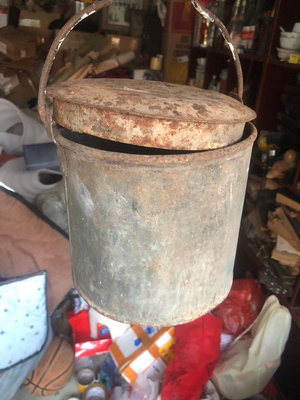 【二手】鐵桶，品相可以16784【木清院】古董 老貨 擺件