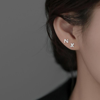 【善一居】925純銀字母耳釘女簡約小眾設計精致輕奢耳環高級感耳飾