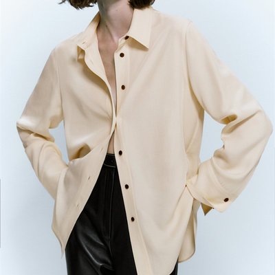 【全新現貨】西班牙  Massimo Dutti 女裝 2023春季新款 時尚簡約法式奶油色系純色襯衫上衣