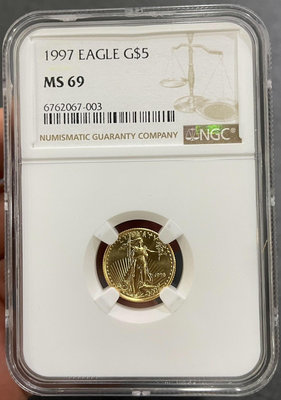 NGC-MS69 美國1997年自由女神鷹洋1/10盎司金幣4780