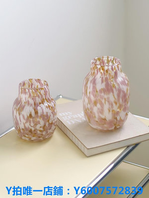 花瓶 ladylike 法式藝術氣泡彩色玻璃花瓶 高級感花瓶擺件客廳插花水培