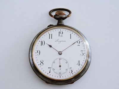 1911S 典藏 LONGINES 浪琴 槍炮鋼殼琺瑯瓷面古董機械懷錶