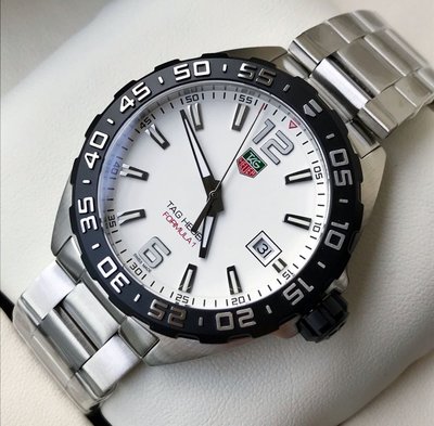 TAG HEUER Formula 1 白色面錶盤 銀色不鏽鋼錶帶 石英 男士手錶 WAZ1111BA0875