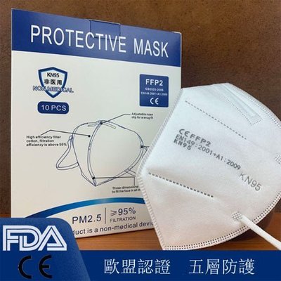 KN95口罩 3D立體 FFP2口罩 （50片一組）獨立包裝 防塵防霧霾防飛沫 五層防護雙熔噴布智選美白