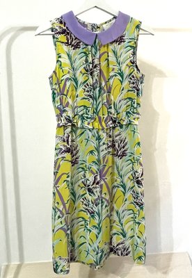 ❤️絕版收藏💖 🇺🇸紐約時尚 KATE SPADE～ 亮黃色夏日和風印花 絲質洋裝