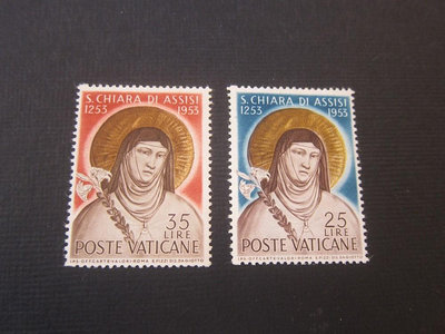 【雲品7】梵蒂岡Vatican 1953 Sc 169-70 set MH 庫號#B501 16992