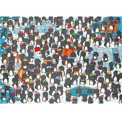 〔無孔Blue〕Botop 1000片拼圖 -企鵝與雪人