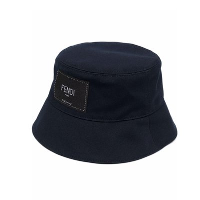 [全新真品代購-S/S22 新品!] FENDI 刺繡LOGO貼布 深藍色 漁夫帽 / 帽子