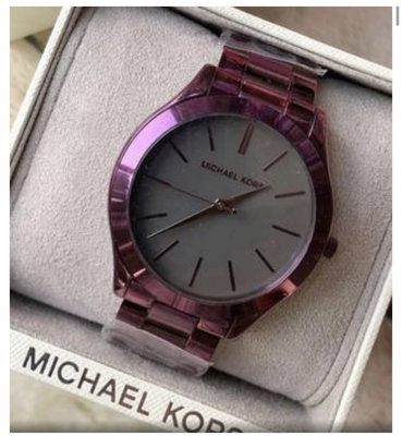 MICHAEL KORS Slim Runway紫色不鏽鋼材質 石英腕錶 MK3551