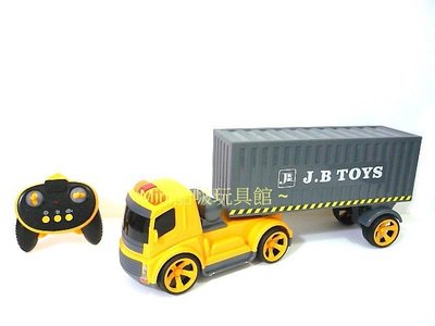 Mini酷啵玩具館~Q版造型遙控貨櫃車 拖車 遙控車 貨櫃拖車-卡車