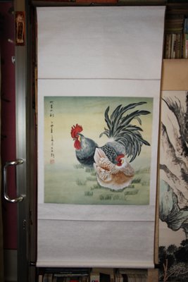 10909-回饋社會-特價品-李新-中國名畫家-水墨國畫紙捲(工筆畫-不完整)手繪藝術收藏品(郵寄免運費)