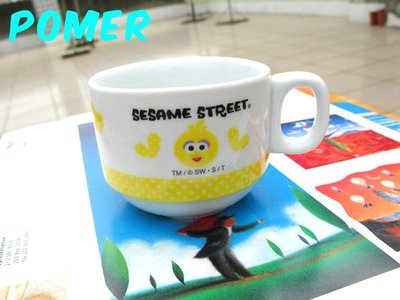 ☆POMER☆日本正品 Sesame Street 芝麻街 Q版黃色大鳥 Big Bird 點點黃愛心 白色陶瓷馬克杯