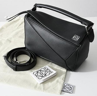 Loewe Puzzle small bag小款小型立體幾何拼圖包 皮革肩背包/手提包 黑色