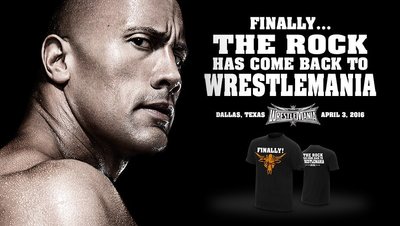 ☆阿Su倉庫☆WWE Rock Finally! WrestleMania 32 T-Shirt 巨石強森摔角狂熱經典款
